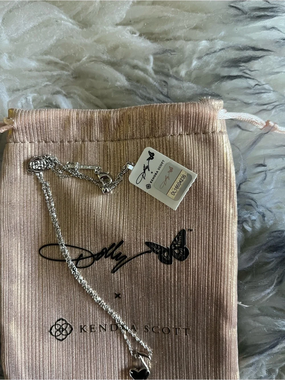 Kendra Scott Silver Necklace with Black Heart Pendant